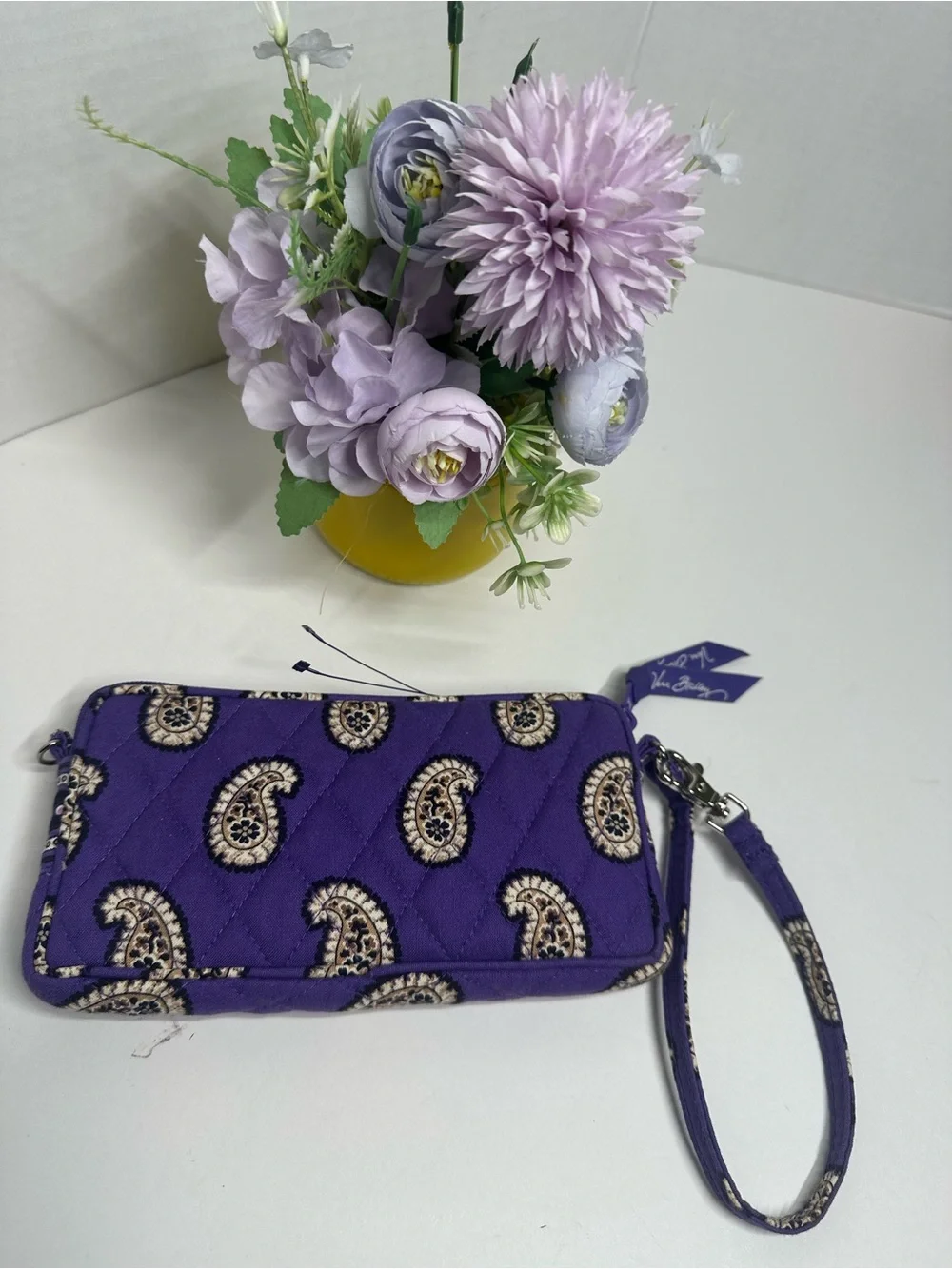 Vera Bradley Purple Quilted Paisley Wristlet Clutch